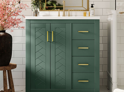 Retro Style Bathroom Vanity With 3 Drawers & Soft-Closing Doors