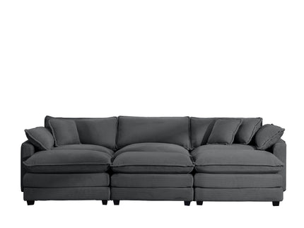 Modular Oversized Cushion Sofa With Ottoman, Low Back, Deep Seating Sofa Set