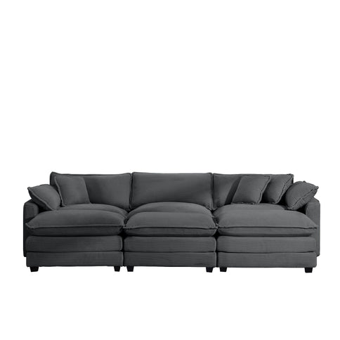Modular Oversized Cushion Sofa With Ottoman, Low Back, Deep Seating Sofa Set