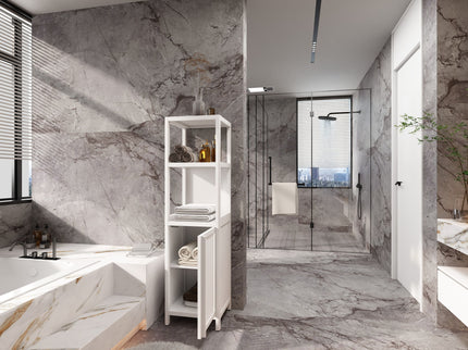 Storage Cabinet With Tall Tower, Multifunctional For Bathroom