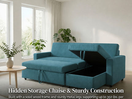 L - Shaped Convertible Sofa Bed With Storage Chaise