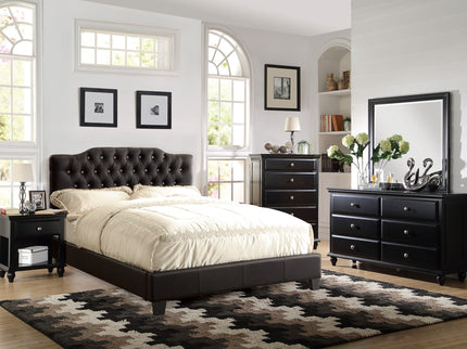 Modern Bed Frame With Tufted Upholstered Headboard