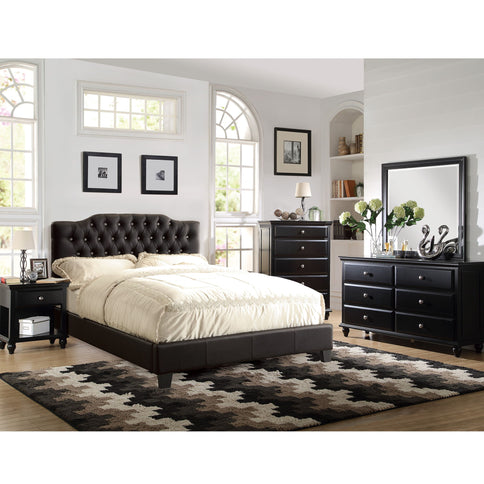 Modern Bed Frame With Tufted Upholstered Headboard
