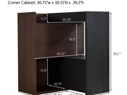 Modern Extendable & Rotating Cabinet With Drawer And Flip Doors For Versatile Storage - Black / Dark Walnut