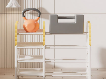Kids Bookshelf And Toy Storage, 4 Tier Toy Organizers With 8 Removable Storage Bins, Kids Toy Storage Organizer For Study Room - Gray / White / Yellow