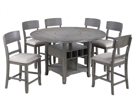 Contemporary Counter Height Dining Set With Built In Lazy Susan