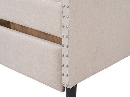 Upholstered Daybed With Two Drawers, Wood Slat Support