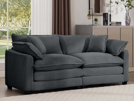 Modern 2 Seater With 4 Pillows, Upholstered Deep Seating Loveseat