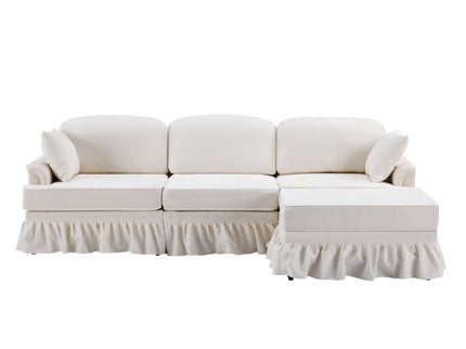 Cloud Sofa With Removable Ruffled Skirt With Ottoman And Flared Arms