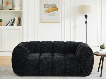 Quilted Cloud Sofa With Rounded Armrests And Piano Key Backrest Design