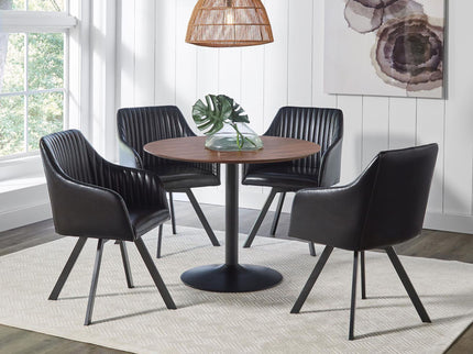Round Dining Table With Pedestal Base - Warm Walnut