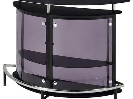 Strick & Bolton - Freestanding Glass Top Home Bar Wine Cabinet With Panels - Black