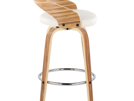Grotto - Mid Century Modern Fixed Height Counter Stool With Swivel With Round Footrest (Set of 2)