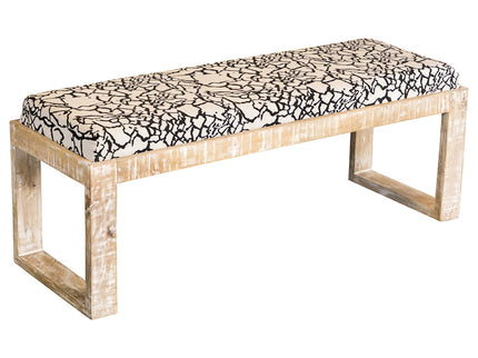 Sled - Leg Accent Bench With Abstract Upholstery - White