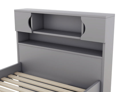 Captain Platform Bed Frame With Storage Bookcases, Shelves, And 4 Drawers