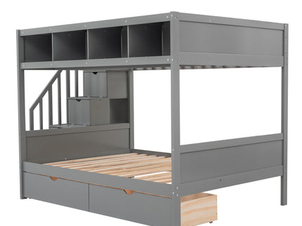Bunk Bed With Shelfs, Storage Staircase And 2 Drawers