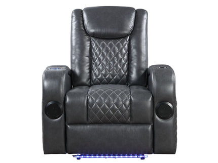 Alair - Leather Aire Power Motion Recliner With Bluetooth, Wireless Charger Cupholder - Dark Gray