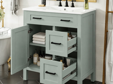 Bathroom Vanity With Sink, 2 Soft Close Drawers, 1 Soft Close Door, Adjustable Shelf