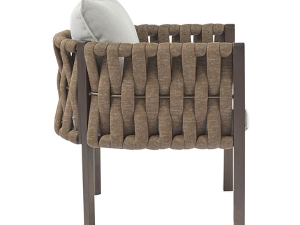 2 Pieces Outdoor Metal Patio Club Chair, Patio Furniture Arm Chair With Cushion, Modern Outdoor Furniture Deep Seating For Porch, Garden, Backyard, Balcony - Brown / Light Gray