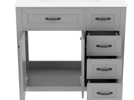 Modern Bathroom Vanity With Sink, Freestanding Design With Drawers And Doors