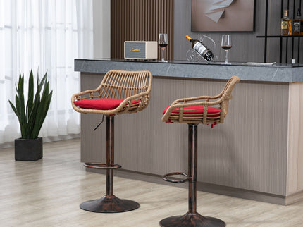Modern Swivel Bar Stools Adjustable Counter Chairs With Footrest (Set of 2)