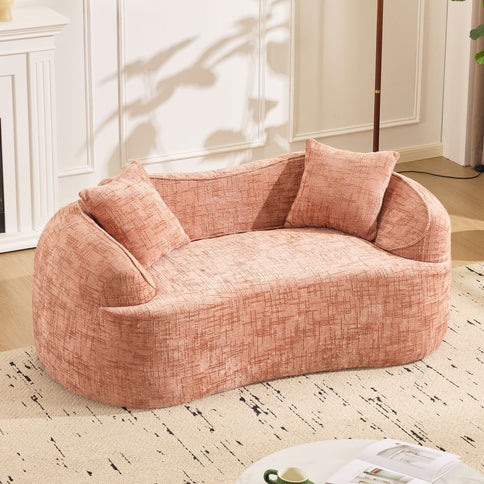 Curved 2 Person Compress Sofa With Armrests, Includes Pillows