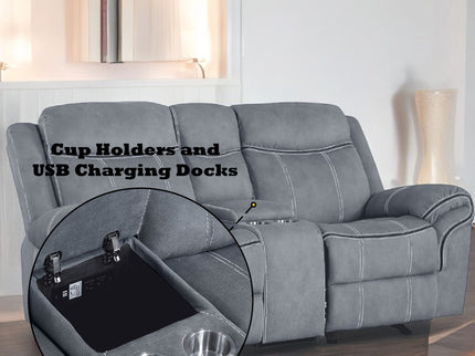 Zubaida - Two Tone Recliner Loveseat With USB Port Console