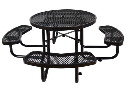 Round Outdoor Steel Picnic Table With Umbrella Pole