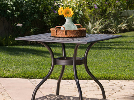 Enchantia - Outdoor Square Dining Table With Weave Tabletop And Flared Legs - Copper