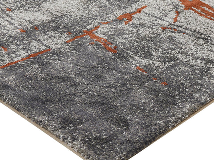 Quarry - 5' X 6.5' Abstract Area Rug - Gray / Orange