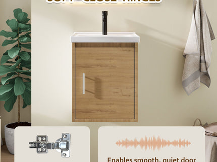 Floating Bathroom Vanity Combo, Wall Mounted Cabinet With Sink & Soft Close Doors For Small Bathrooms