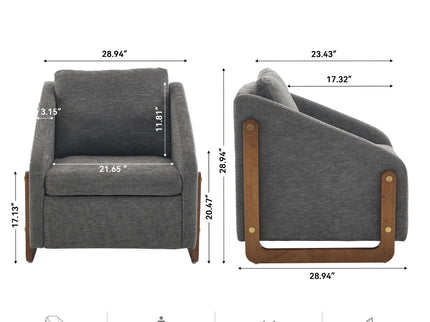 Modern Upholstered Armchair With Wooden Side Frame