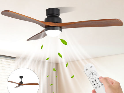 52" Ceiling Fan With Dimmable LED Light, 6 Speed DC Motor, 3 Blades