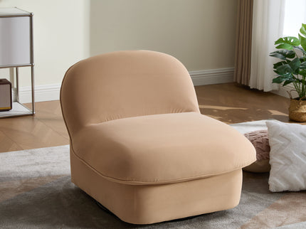 Pumpkin Shaped Swivel Accent Chair, 360 Degree Rotation For Living Room