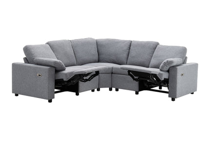 Power Recliner Sectional Sofa Home Theater Reclining Sofa With Two USB Ports, Two Storage Drawers For Living Room