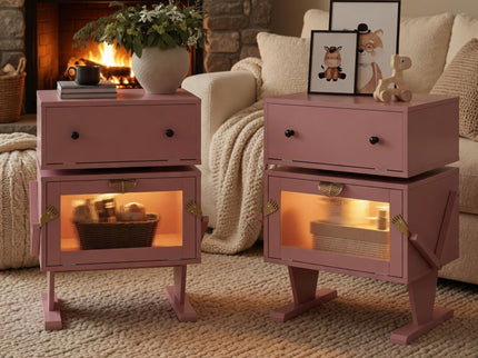 Robot LED Nightstand With 360° Rotating Drawer