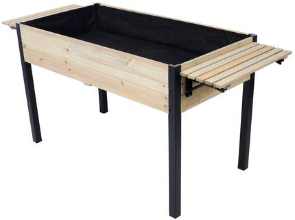 Raised Garden Bed With Metal Legs And Folding Storage Shelf