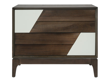 Japandi 2 Drawer Nightstand With Geometric Design