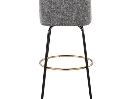 Toriano - Contemporary Fixed Height, Barstool With Swivel & Round Footrest (Set of 2)