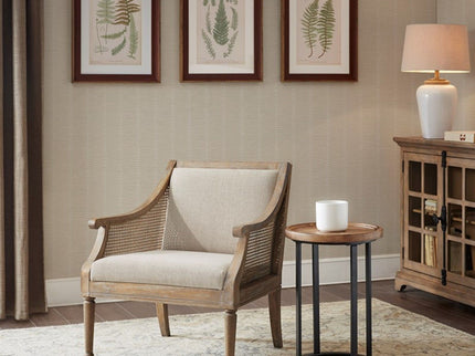 Transitional Cane Accent Armchair And Back Cushion - Natural