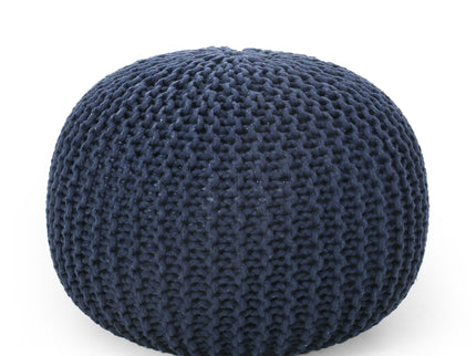 Bordeaux - Knitted Round Pouf Ottoman, Floor Cushion