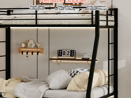 Bunk Bed For Kids, Convertible Frame With Ladders & Guardrail