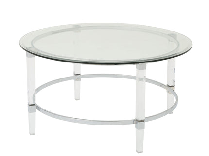 Tempered Glass Round Coffee Table With Four Legs - Clear
