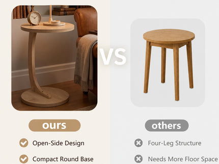 C - Shaped End Table With Sturdy Base