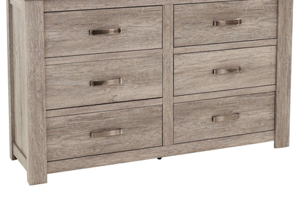 1 Piece Dresser With Handles, 6 Drawers - Light Gray