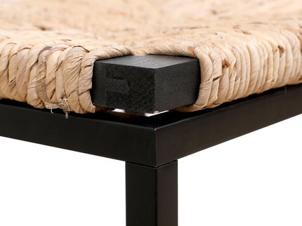 25" Height Backless Water Hyacinth Woven Bar Stools With Footrest (Set of 2) - Natural
