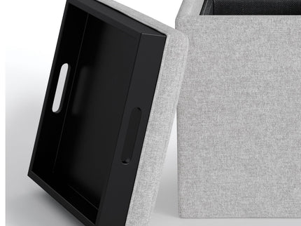 Rockwood - Upholstered Cube Storage Ottoman With Tray