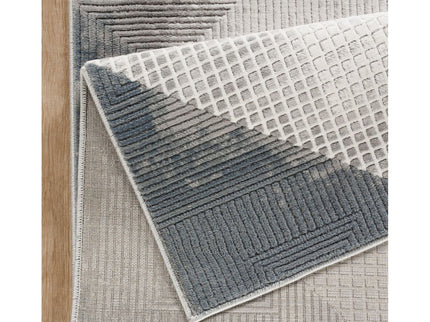 Geometrix - 5'3" X 7'3" Area Rug With Geometric, 3D Effect - Gray / Ivory