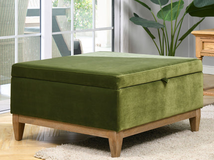 Knox - Square Storage Cocktail Ottoman - Olive Green