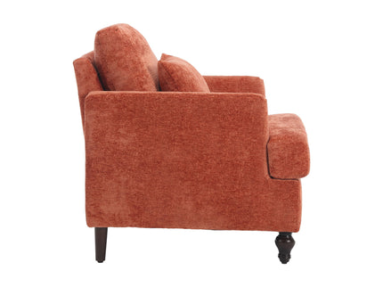 Modern Mid Century Wood Frame Armchair With Tufted Design